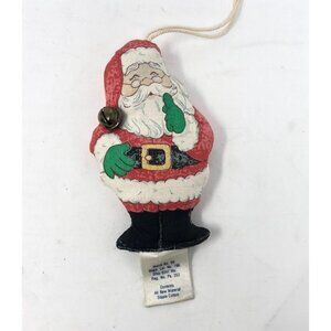Vintage Hallmark Santa Claus Hanging Ornament  Bell Red White Staple Cotton